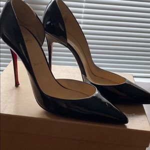 Black patent red bottoms. Size 40
